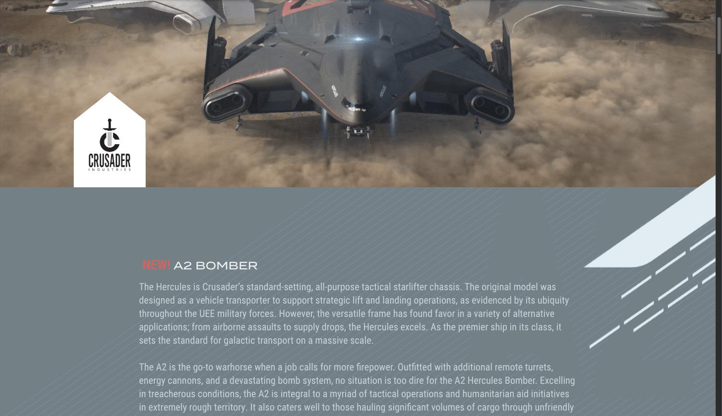 Star Citizen ship pages — screenshot
